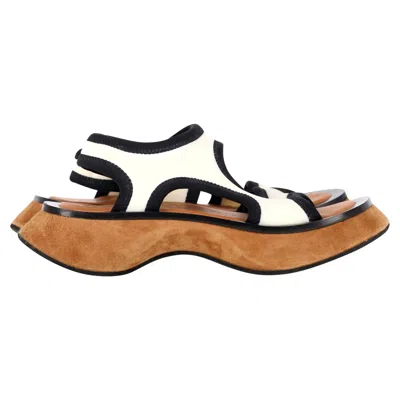 Proenza Schouler Stretch Rec Sandals In White Neoprene In Brown