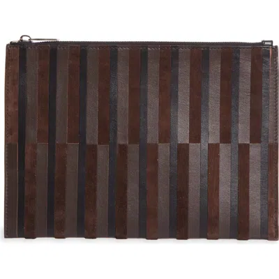 Proenza Schouler Stripe Zip Leather Pouch In Brown