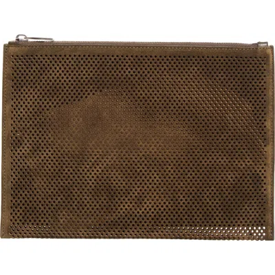 Proenza Schouler Stripe Zip Leather Pouch In Brown