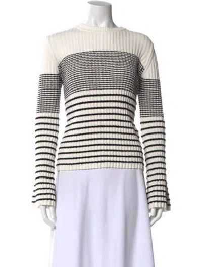 Pre-owned Proenza Schouler Striped Bateau Neckline Sweater In Black