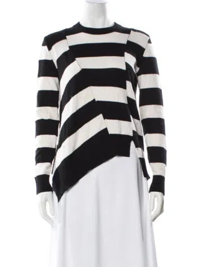 Pre-owned Proenza Schouler Striped Crew Neck Sweater In Black
