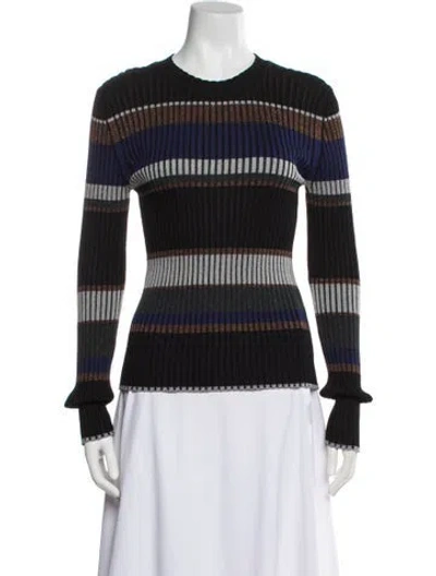 Pre-owned Proenza Schouler Striped Crew Neck Sweater In Black