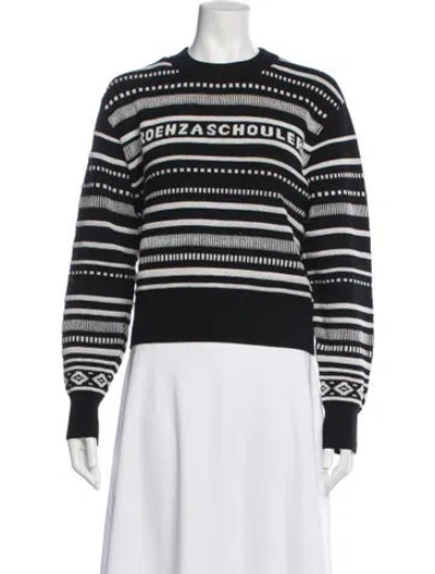 Pre-owned Proenza Schouler Striped Crew Neck Sweater In Black