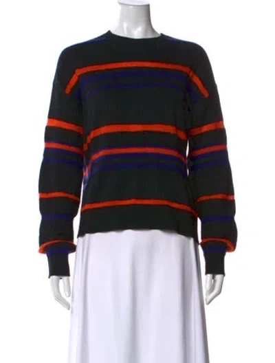 Pre-owned Proenza Schouler Striped Crew Neck Sweater In Black