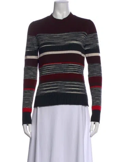 Pre-owned Proenza Schouler Striped Crew Neck Sweater In Burgundy