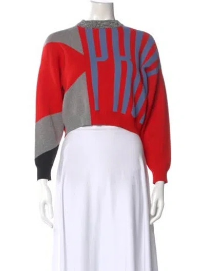 Pre-owned Proenza Schouler Striped Crew Neck Sweater In Red