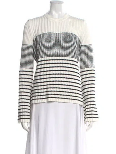 Pre-owned Proenza Schouler Striped Crew Neck Sweater W/ Tags In White