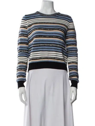 Pre-owned Proenza Schouler Striped Crew Neck Sweater In White