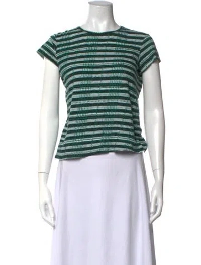 Pre-owned Proenza Schouler Striped Crew Neck T-shirt In Green