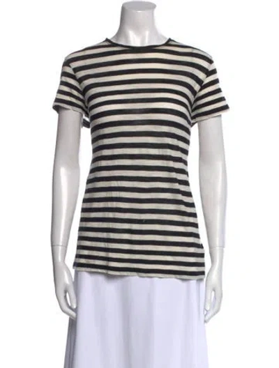 Pre-owned Proenza Schouler Striped Crew Neck T-shirt In White
