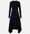 Proenza Schouler Striped Knitted Asymmetric Midi Dress In Black