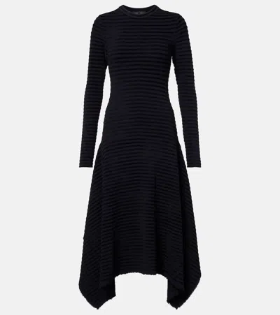 Proenza Schouler Striped Knitted Asymmetric Midi Dress In Black