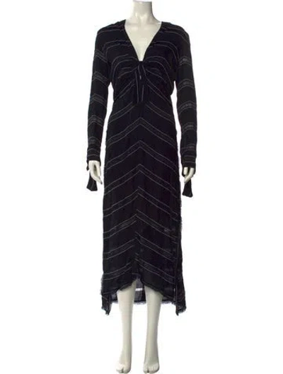 Pre-owned Proenza Schouler Striped Long Dress In Black