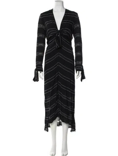Pre-owned Proenza Schouler Striped Long Dress In Black
