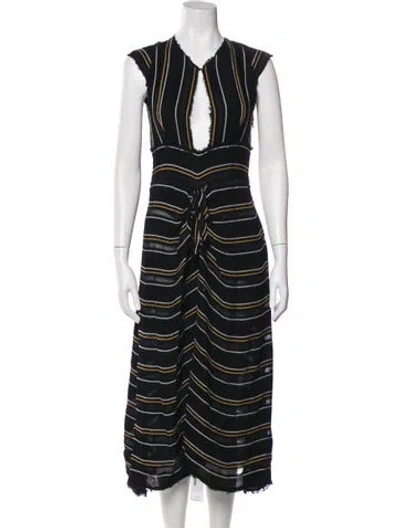 Pre-owned Proenza Schouler Striped Long Dress In Black