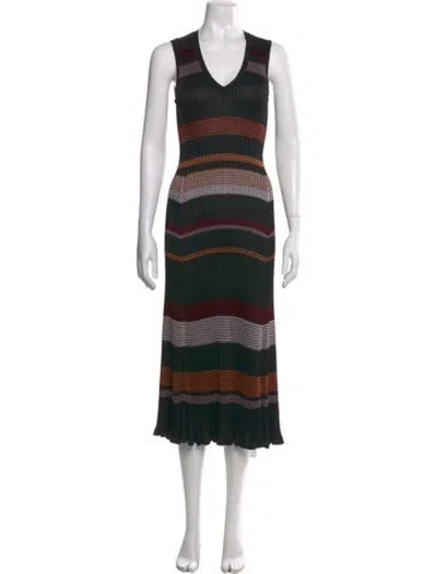 Pre-owned Proenza Schouler Striped Long Dress In Black
