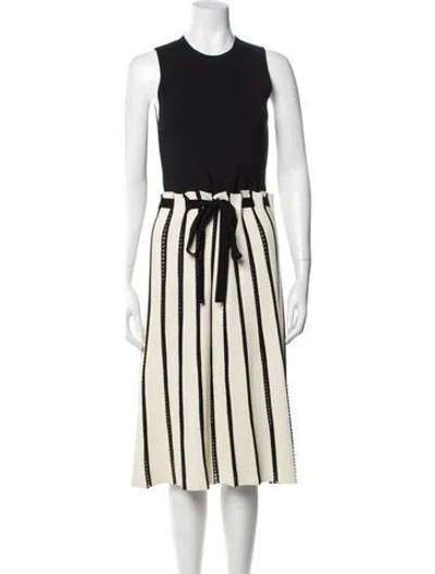 Pre-owned Proenza Schouler Striped Midi Length Dress In Black