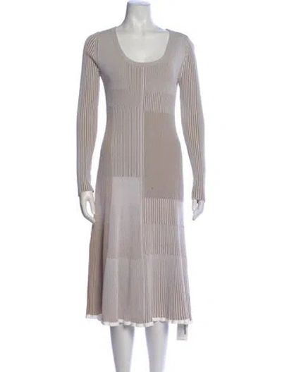 Pre-owned Proenza Schouler Striped Midi Length Dress In Neutral