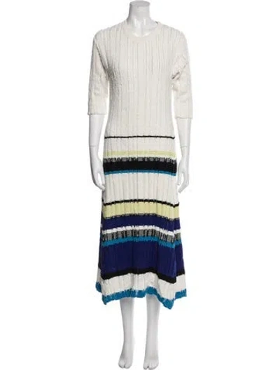 Pre-owned Proenza Schouler Striped Midi Length Dress In White