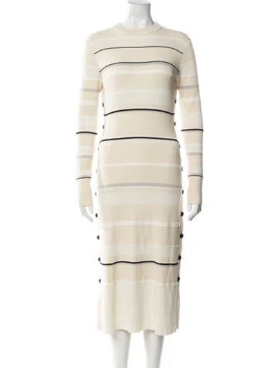 Pre-owned Proenza Schouler Striped Midi Length Dress In White
