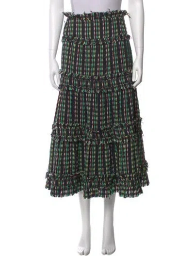 Pre-owned Proenza Schouler Striped Midi Length Skirt In Black