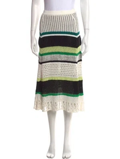 Pre-owned Proenza Schouler Striped Midi Length Skirt W/ Tags In White