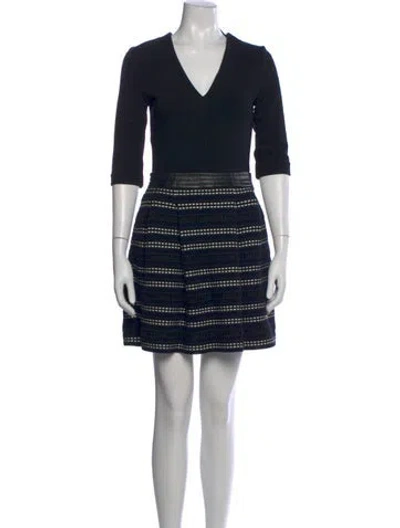 Pre-owned Proenza Schouler Striped Mini Dress In Black