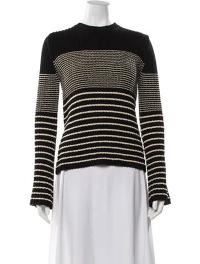 Pre-owned Proenza Schouler Striped Mock Neck Sweater In Black