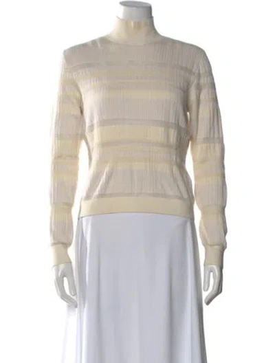 Pre-owned Proenza Schouler Striped Mock Neck Sweater In Neutral