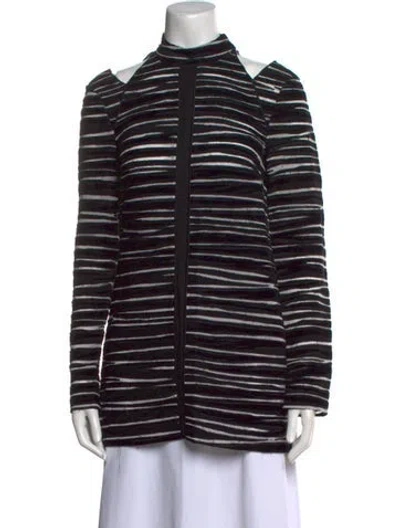 Pre-owned Proenza Schouler Striped Mock Neck Sweatshirt W/ Tags In Black