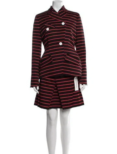Pre-owned Proenza Schouler Striped Pleated Accents Skirt Set W/ Tags In Black