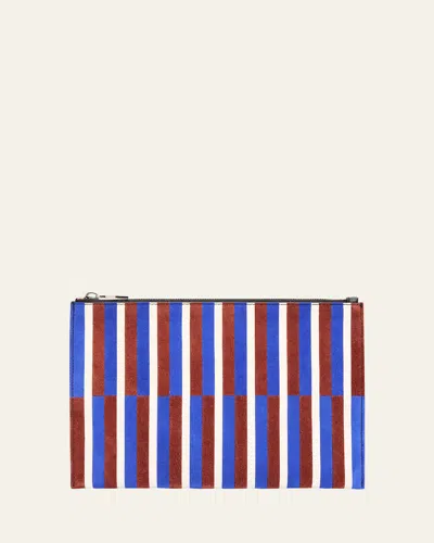 Proenza Schouler Striped Suede And Leather Pouch Bag In Blue