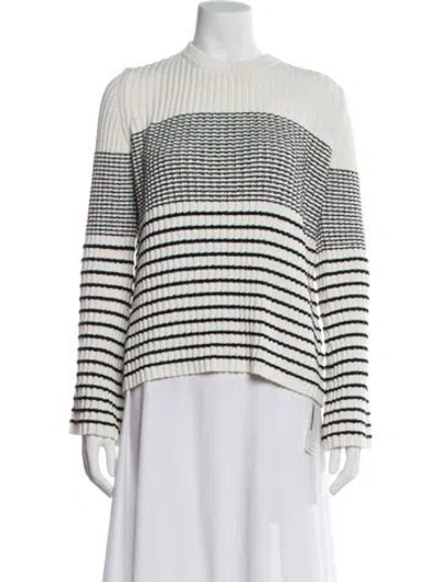 Pre-owned Proenza Schouler Striped Turtleneck Sweater In White