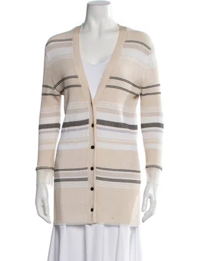 Pre-owned Proenza Schouler Striped V-neck Sweater In Neutrals