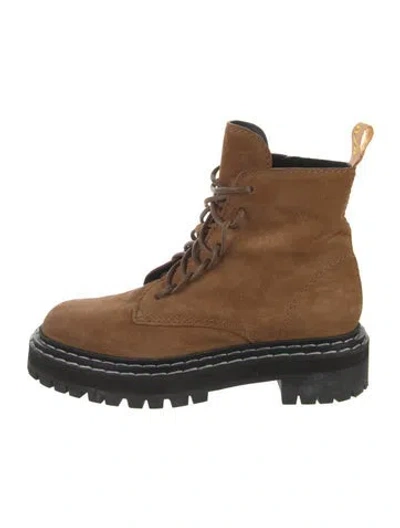Pre-owned Proenza Schouler Suede Combat Boots In Brown