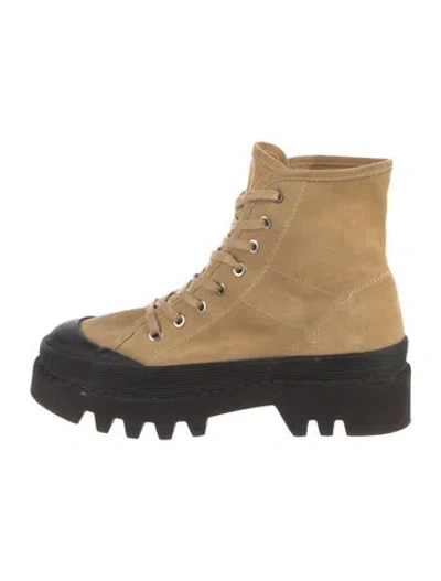 Pre-owned Proenza Schouler Suede Combat Boots In Neutral