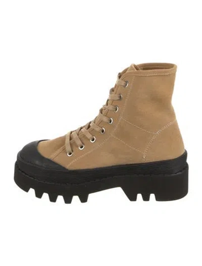 Pre-owned Proenza Schouler Suede Combat Boots In Neutral