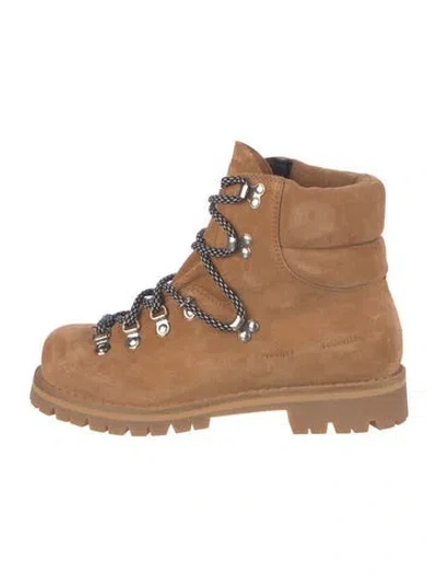 Pre-owned Proenza Schouler Suede Combat Boots In Neutral