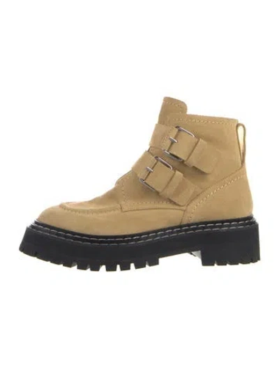 Pre-owned Proenza Schouler Suede Combat Boots In Neutral