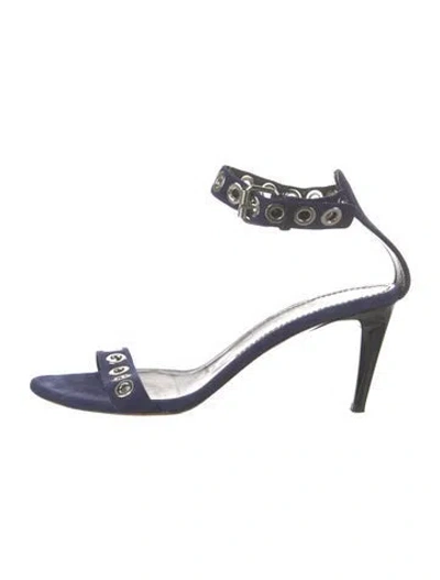 Pre-owned Proenza Schouler Suede Eyelet Trim Sandals In Blue