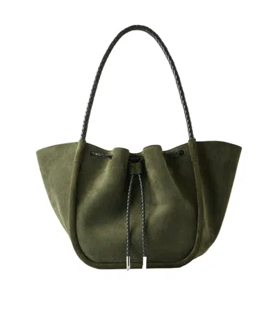Proenza Schouler Large Ruched Leather-trimmed Suede Tote In Pink