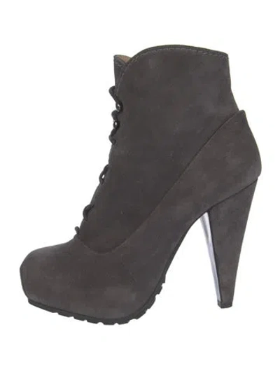 Pre-owned Proenza Schouler Suede Lace-up Boots In Gray