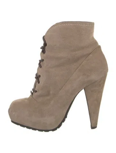 Pre-owned Proenza Schouler Suede Lace-up Boots In Neutral