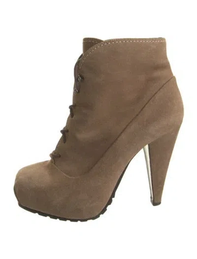 Pre-owned Proenza Schouler Suede Lace-up Boots In Neutral