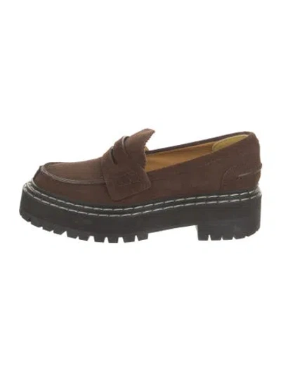 Pre-owned Proenza Schouler Suede Scalloped Accent Loafers In Brown