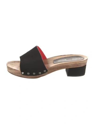 Pre-owned Proenza Schouler Suede Studded Accents Slides In Black