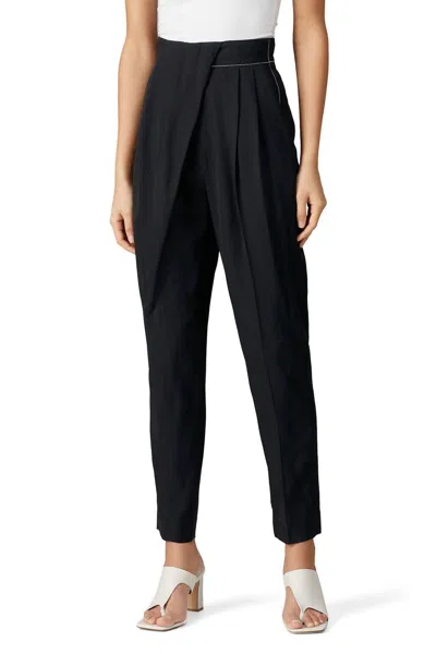 Proenza Schouler Suiting Draped Front Pants In Black In Blue