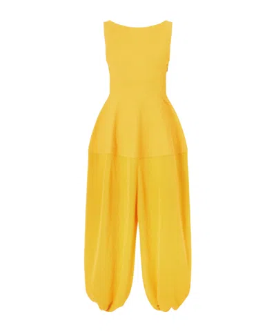 Proenza Schouler Sukki Open-back Draped Jersey Midi Dress In Yellow