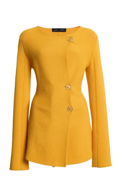 Proenza Schouler Sukki Draped Boucle Knit Jacket In Yellow