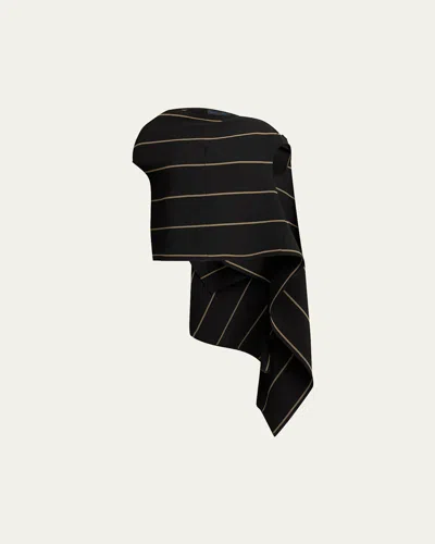 Proenza Schouler Sutton Striped Drape Bi-stretch Viscose Top In Black Multi